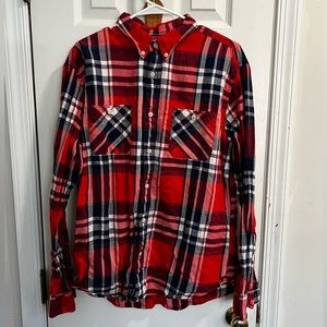 Urban Pipeline Men’s Button Down Red Plaid Shirt Size Large
